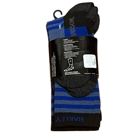 Harley-Davidson Striped Blue and Black Casual Socks - Picture 2 of 6